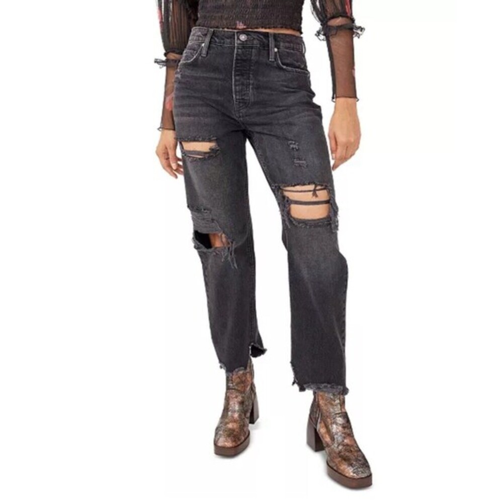 Free People We The Free Jeans Women’s Size 27 Baggy Boyfriend Tapered Distressed
